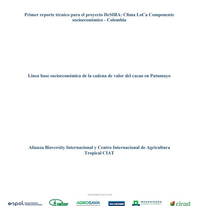 Primer reporte técnico para el proyecto DeSIRA: Clima LoCa Componente socioeconómico – Colombia